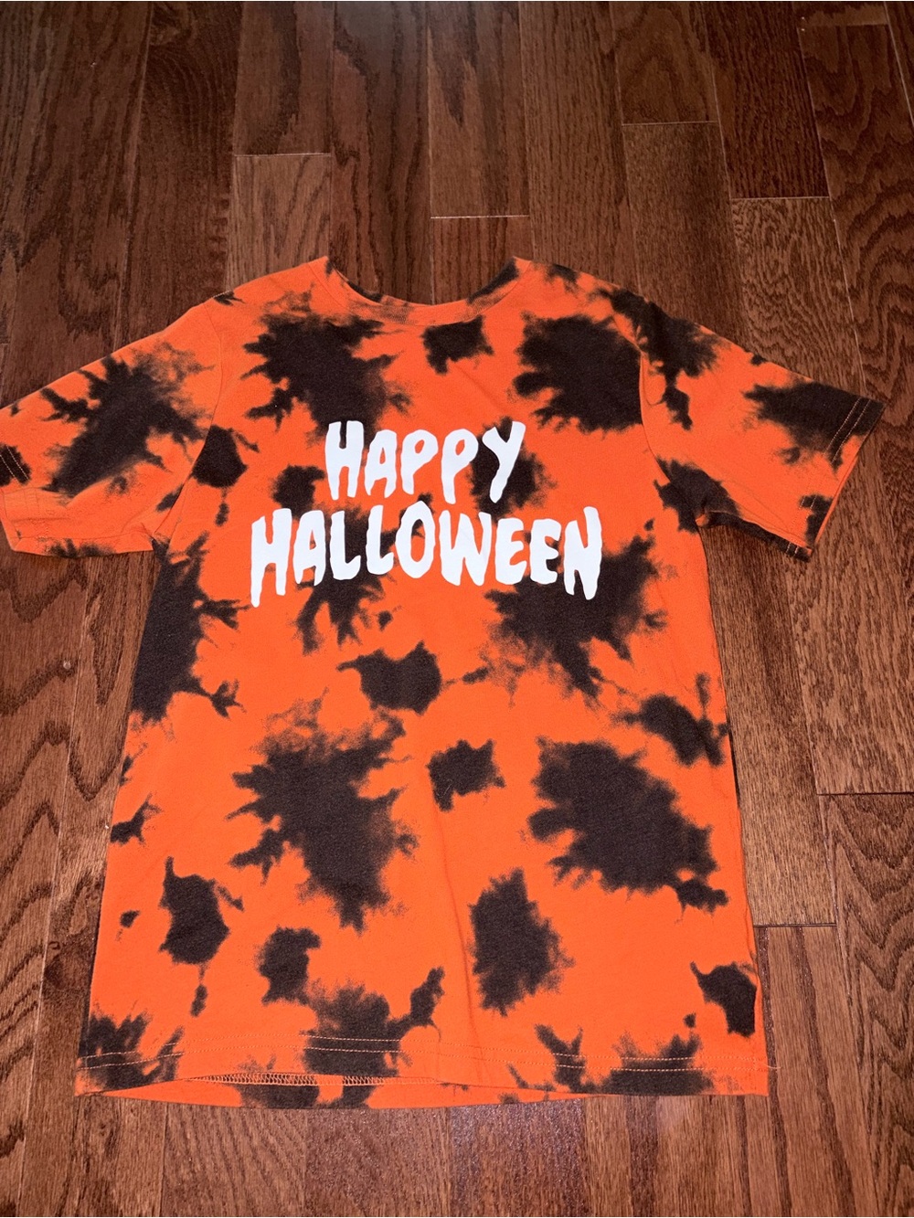 Happy Halloween Orange & Black Tie-Dye Kids T-Shirt